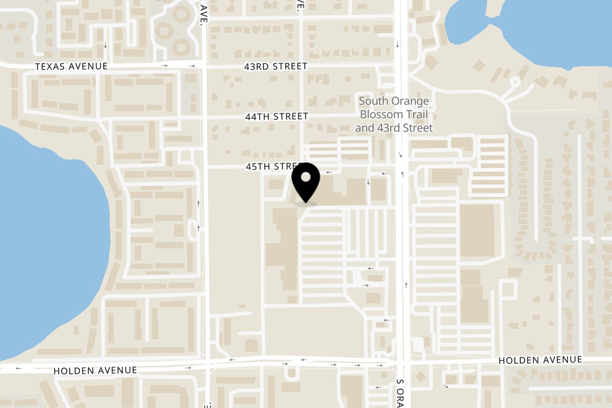 Map showing the location of Bon Appetit Grill OBT on 4534 S Orange Blossom Trl in Orlando
