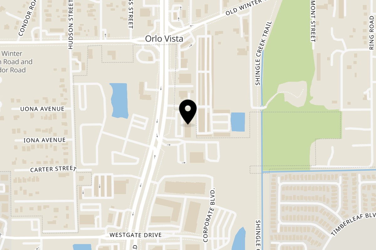 Map showing the location of Bon Appetit Grill Kirkman on 485 S Kirkman Rd in Orlando