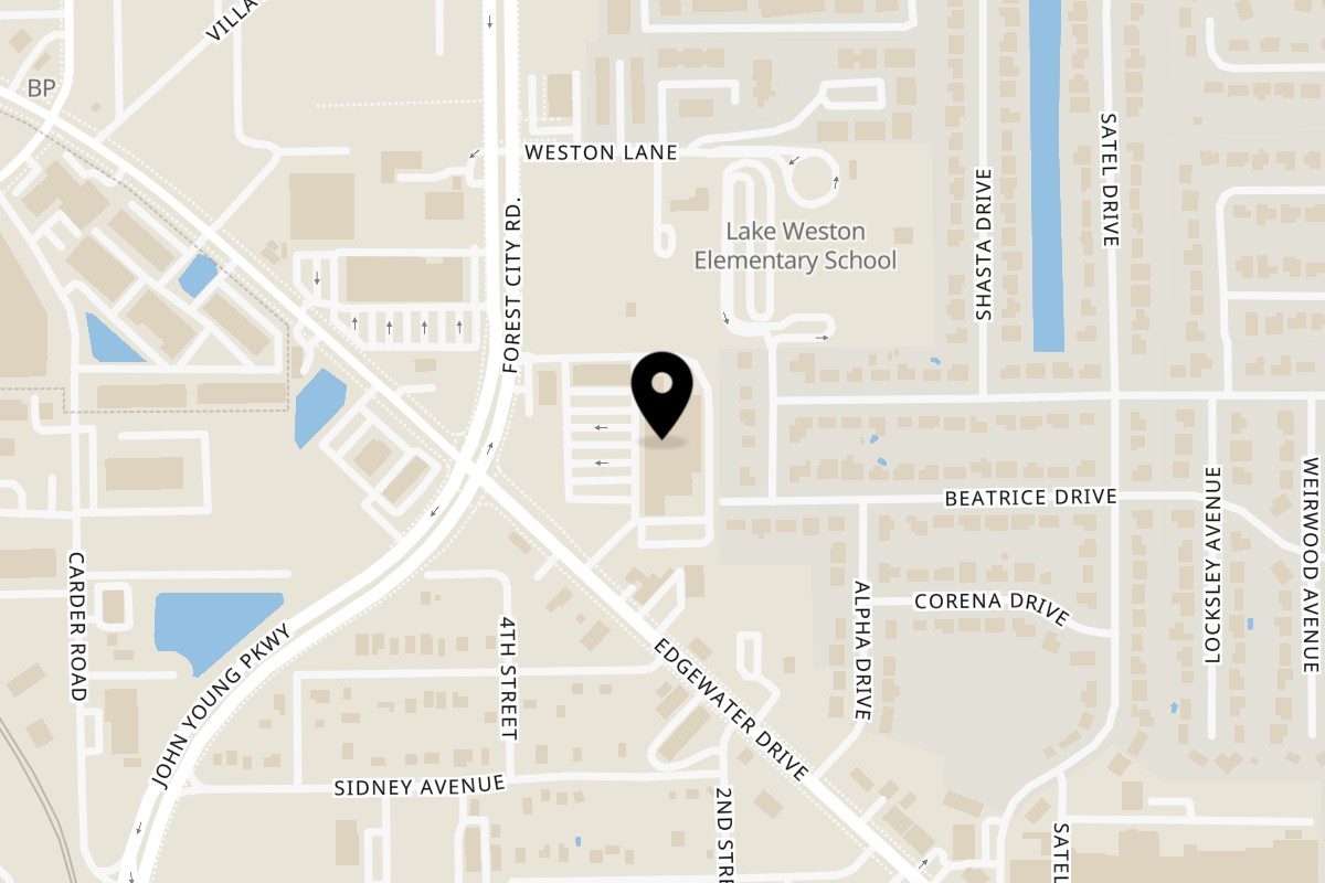 Map showing the location of Bon Appetit Grill Edgewater on 5787 Edgewater Dr in Orlando